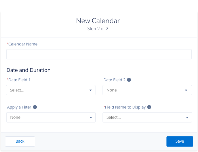 Lightning Calendar UI for creating new calendars and events inline.